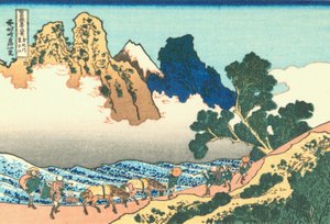 La parte trasera del Fuji desde el río Minobu de Katsushika Hokusai